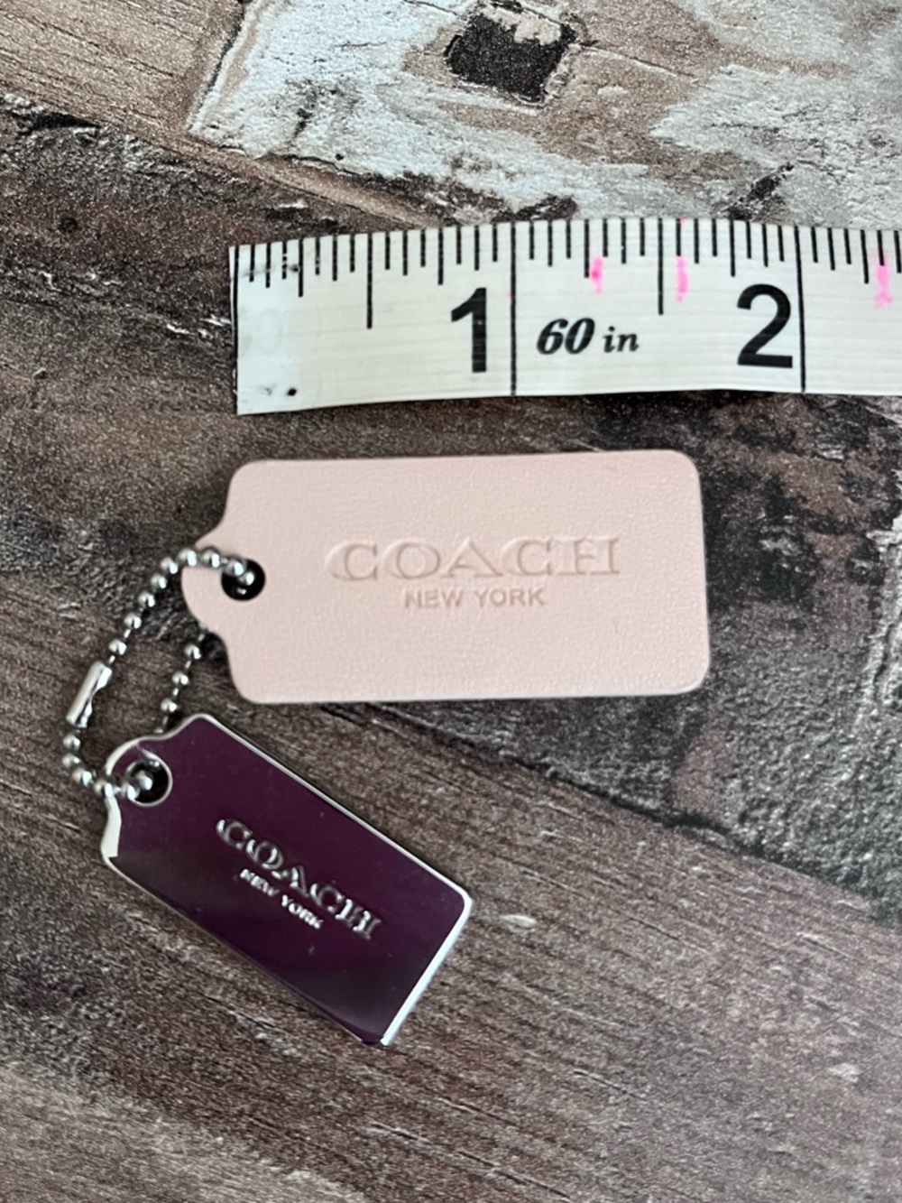 SALE! Coach Pink Leather and Silver Metal Tag Charms! - Picture 2 of 4